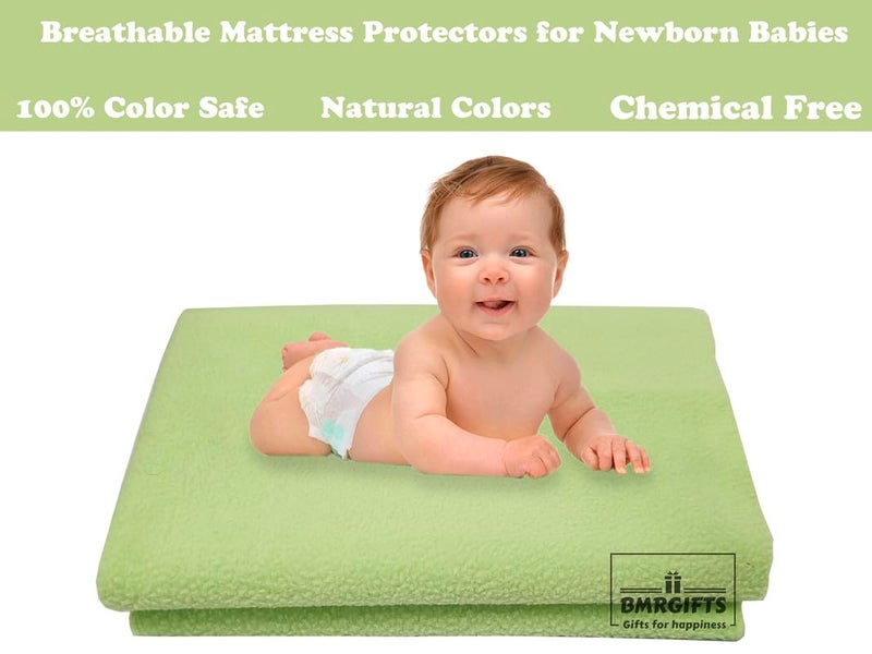 BMRGIFTS Cotton Extra Absorbent Waterproof Quick Dry Sheet for Baby Washable Mattress & Bed Protector Sheet for Toddler Children Pack of 3 Medium Size, 70x100 cm Pink, Royal Blue & Light Green - Image 2