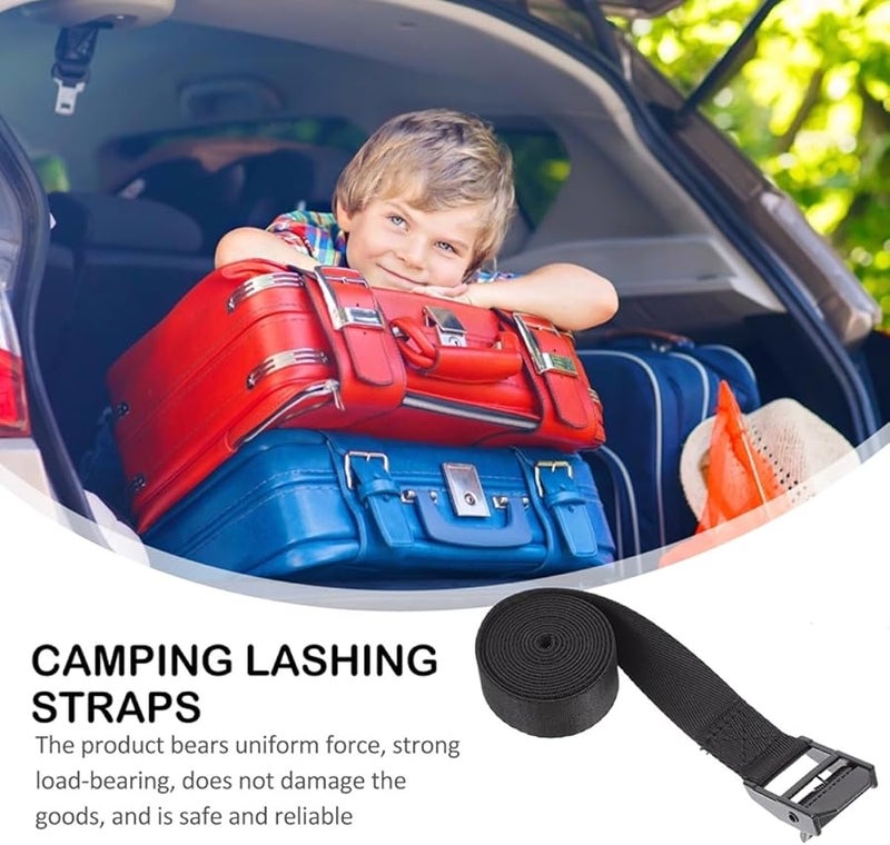 2pcs Heavy Duty Black Adjustable Luggage Lashing Straps with Cam Buckle for Travel Outdoor Car Roof Rack Cargo Secure - Image 5