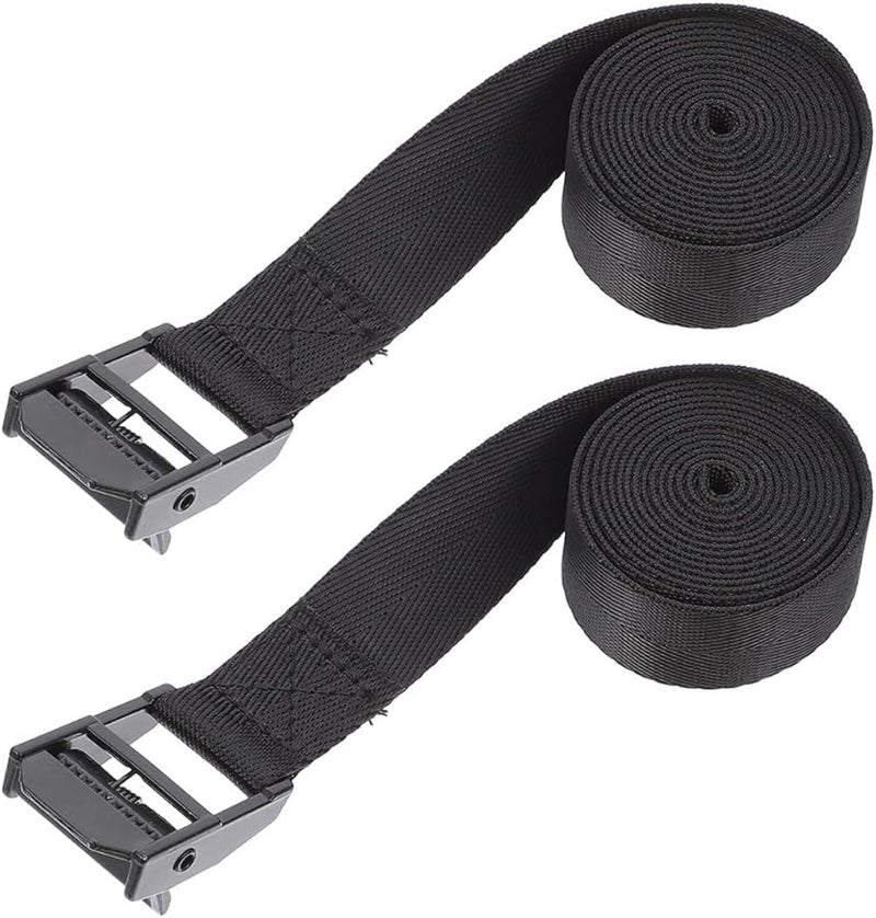2pcs Heavy Duty Black Adjustable Luggage Lashing Straps with Cam Buckle for Travel Outdoor Car Roof Rack Cargo Secure - Image 2