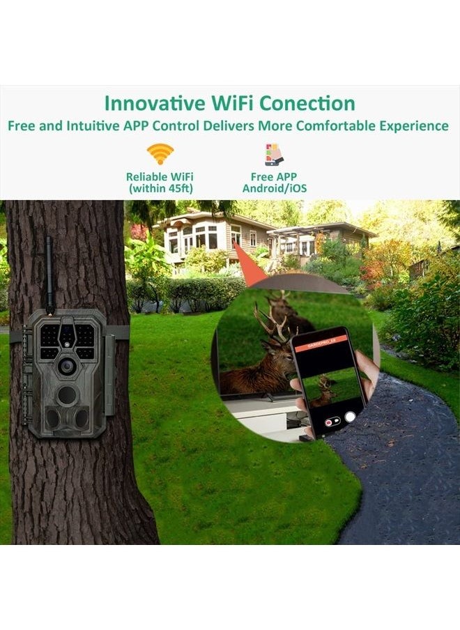 GardePro E8 Trail Camera WiFi 32MP 1296p Fast 0.1s Trigger Speed Motion Activated 100ft Night Vision IP66 Waterproof  - Image 2