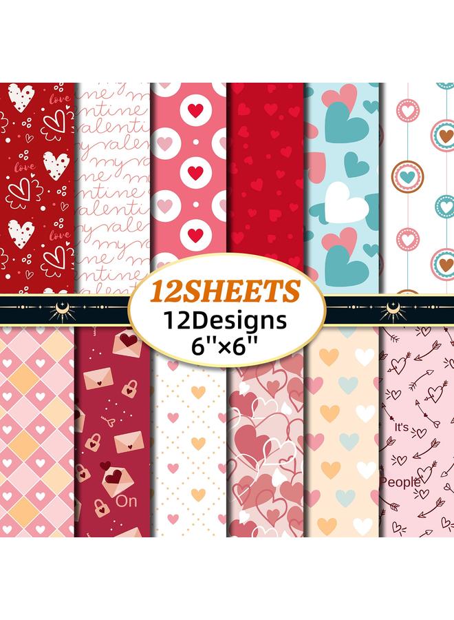 Bluejw 12 Pink Valentine's Day Material Paper Festival Celebration Packaging Cutting Hand Account Album Material Package - Image 2