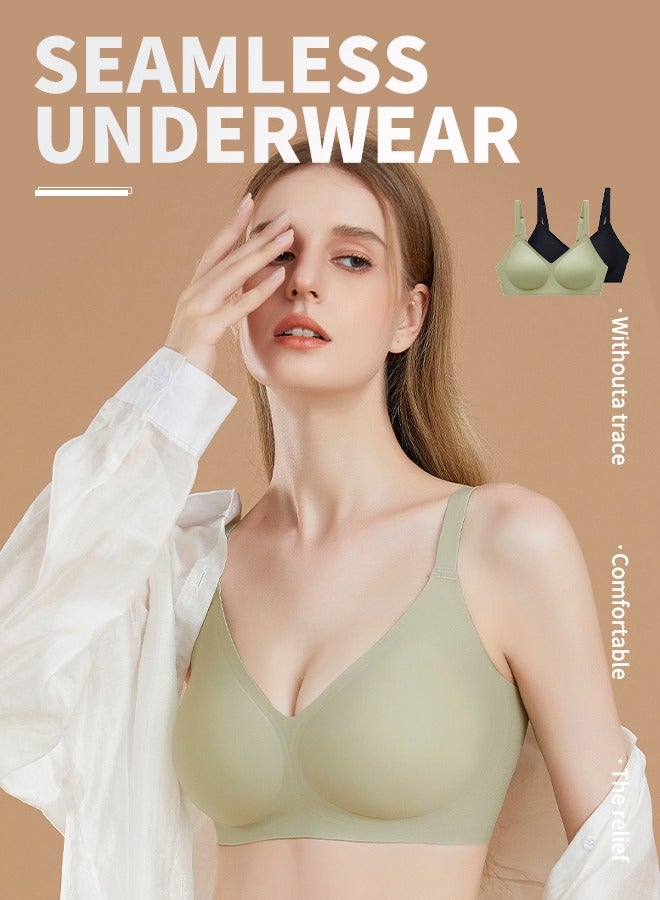 2-Pack Seamless Comfort Bra Wireless Underwear with Jelly Support Straps Adjustable Fit & Ultra-thin Sweat-wicking Fabric for Hot Climates  - Image 2
