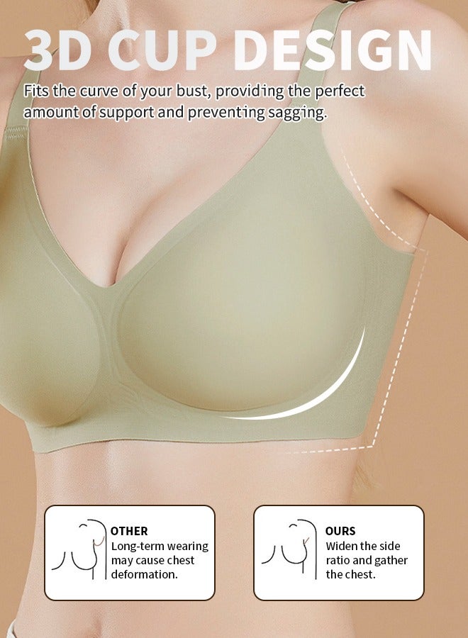 2-Pack Seamless Comfort Bra Wireless Underwear with Jelly Support Straps Adjustable Fit & Ultra-thin Sweat-wicking Fabric for Hot Climates  - Image 3