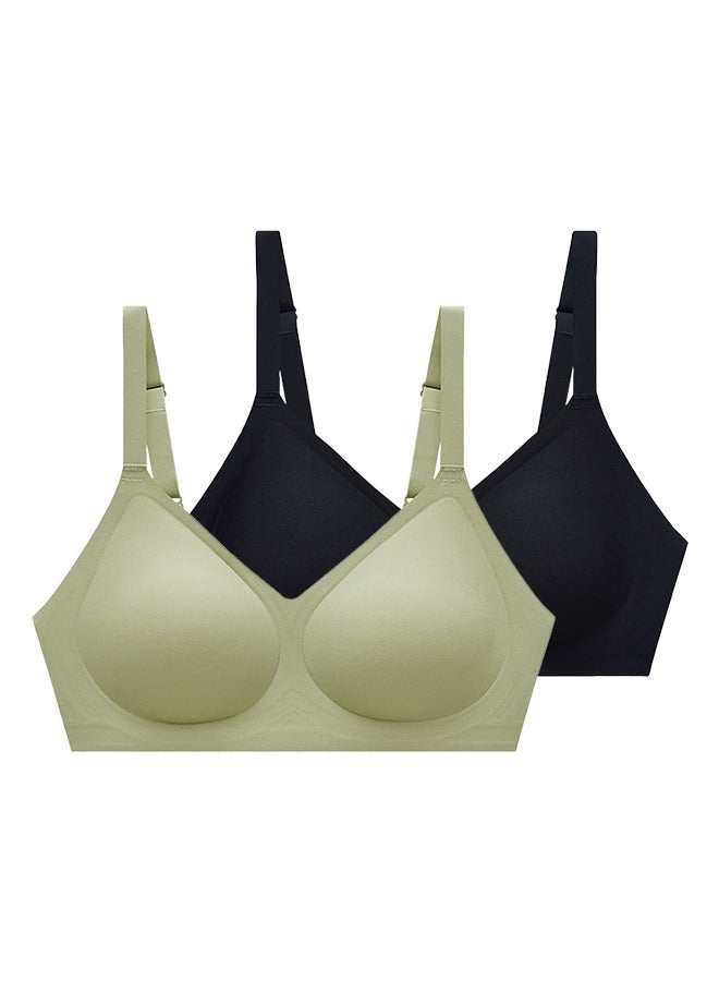2-Pack Seamless Comfort Bra Wireless Underwear with Jelly Support Straps Adjustable Fit & Ultra-thin Sweat-wicking Fabric for Hot Climates  - Image 1