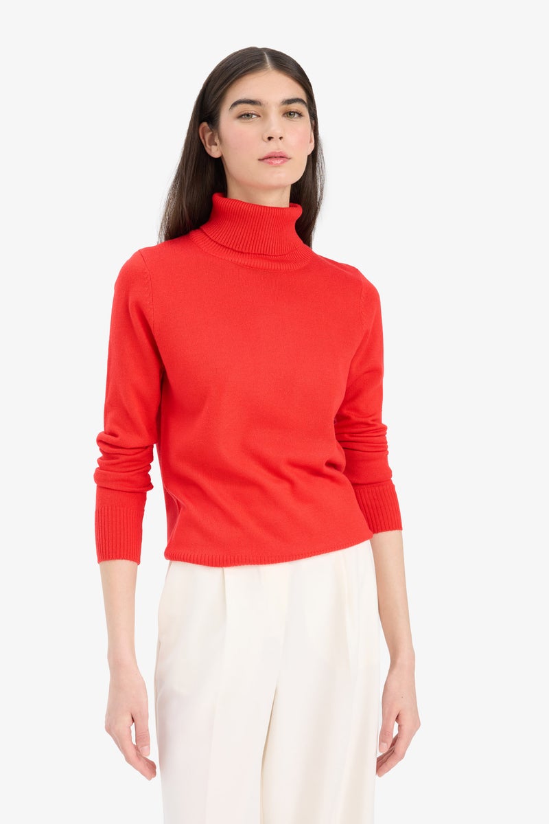 DeFacto Red Woman Regular Fit Turtleneck Knitwear Pullover Casual - Image 5