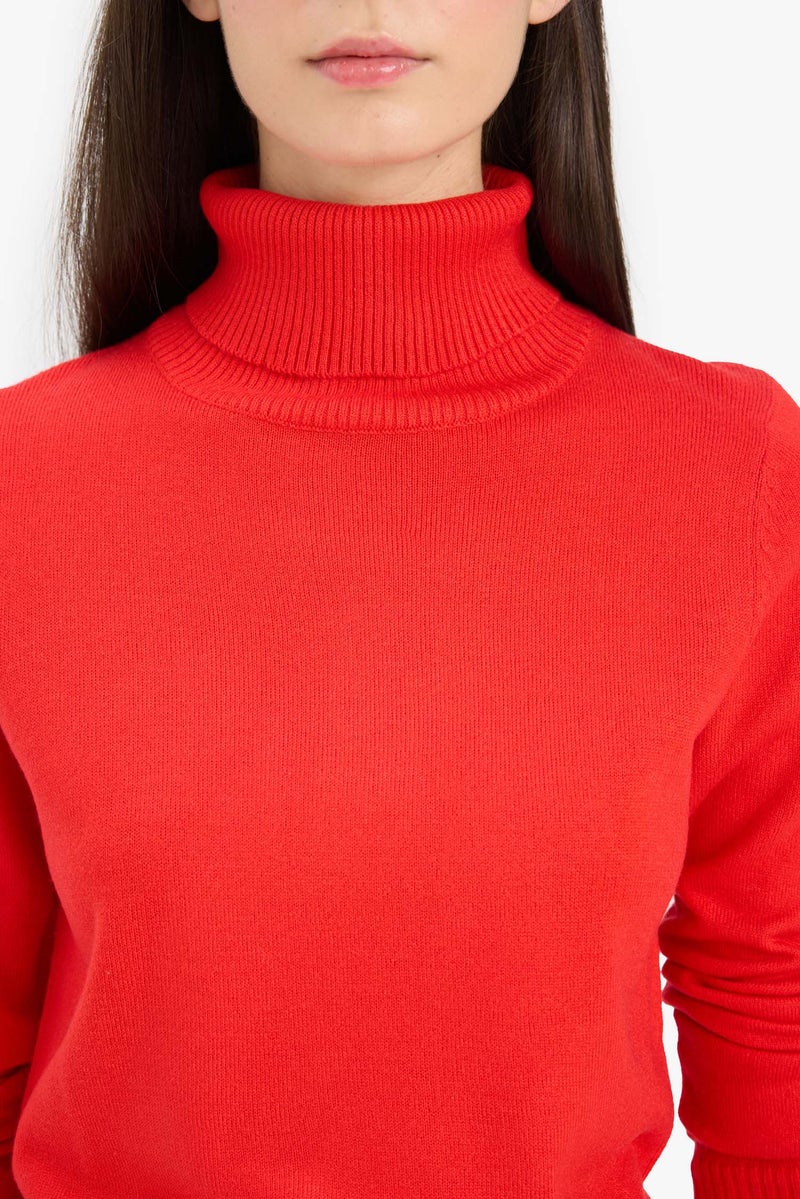 DeFacto Red Woman Regular Fit Turtleneck Knitwear Pullover Casual - Image 4