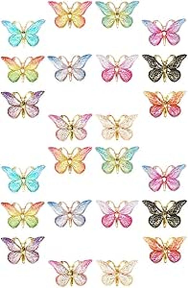 Butterfly Shaped Push Pins Metal Thumbtacks 24 Pcs for Cork Board Wall Map Office - Image 1