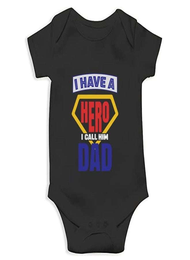 Mott2 Father's Day Special Unisex Baby Romper - DE03(Black, 6-9 Months) - Image 1