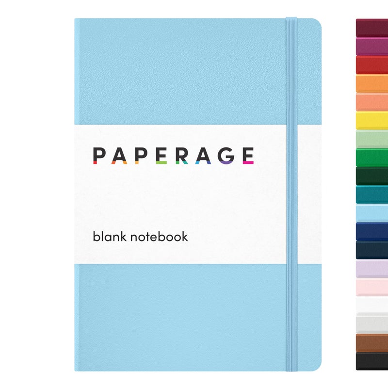 PAPERAGE Blank Journal Notebook, (Light Blue), 160 Pages, Medium 5.6 in x 8 in - 100 GSM Thick Paper â€“ Hardcover Journaling Notebook for Work, School, Note Taking or Sketching - Image 1