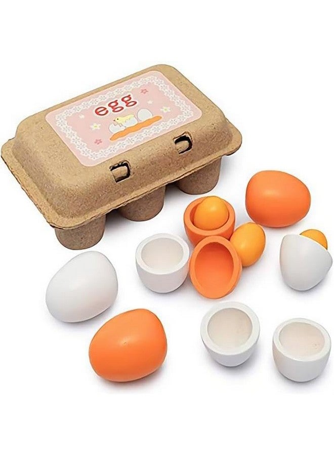 Sportsvoutdoors Sportsvoutdoors 6PCS Egg Kitchen Toys, Wooden Toy Food, Kids Play Food Cooking DIY Kitchen Pretend Play Food Set, Easter Eggs  - Image 1
