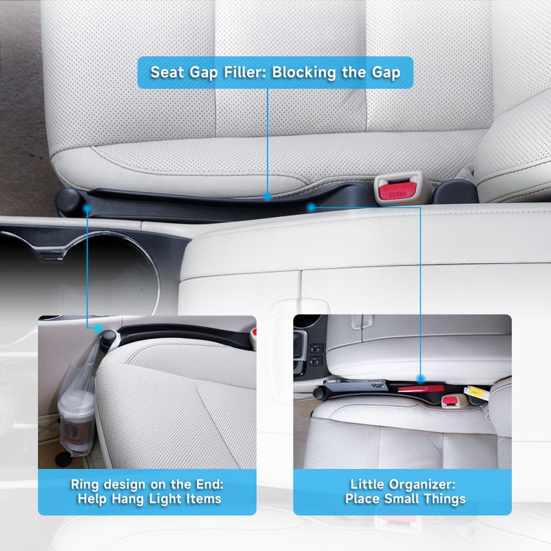 Givifive Car Seat Gap Filler Set of 2, 3IN1 Seat Side Gap Filler Plug with Storage Slot & Hook Function, Soft Foam Universal Fit Car SUV Truck Fill Gap Between Seats Console Organizerï¼ˆNarrow Blackï¼‰ - Image 3