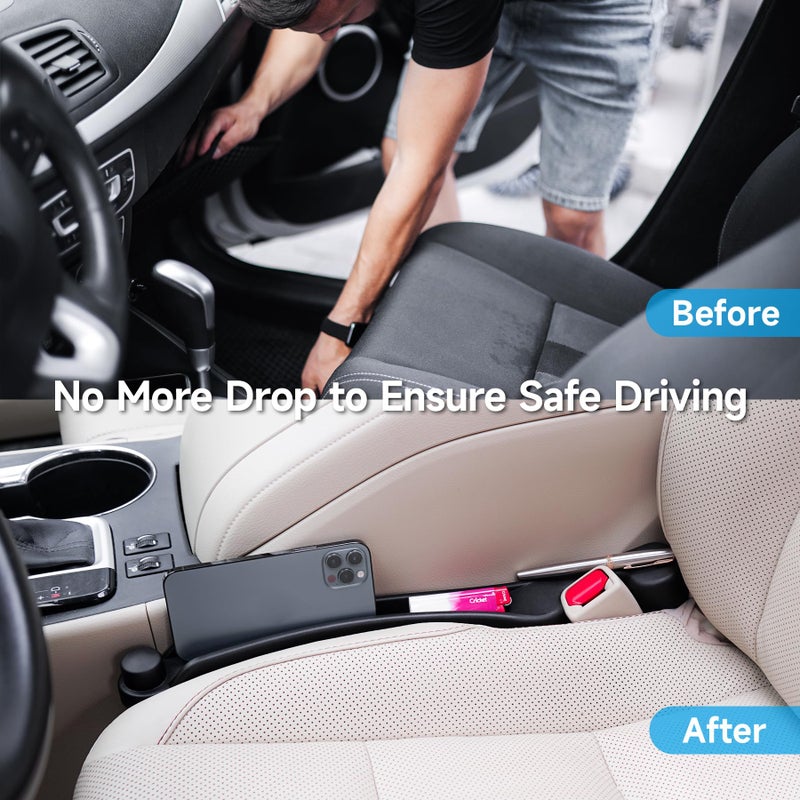 Givifive Car Seat Gap Filler Set of 2, 3IN1 Seat Side Gap Filler Plug with Storage Slot & Hook Function, Soft Foam Universal Fit Car SUV Truck Fill Gap Between Seats Console Organizerï¼ˆNarrow Blackï¼‰ - Image 2