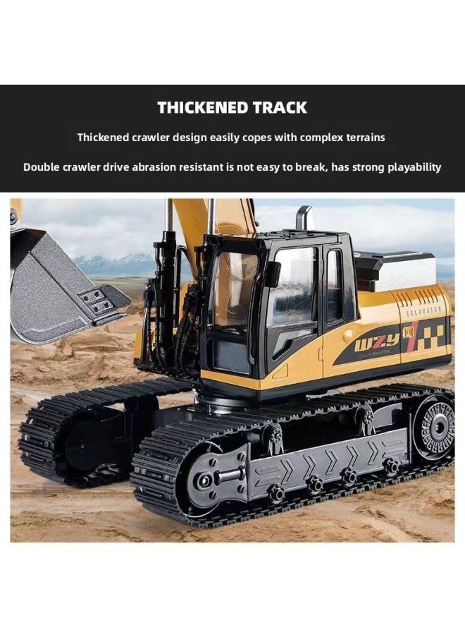 Loquat Children's Alloy Multi-function Remote Control Excavator Crane Engineering Vehicle 360 Rotating Car Toy Direct Sales-Color:12-way Alloy Excavator Yellow 【plus Battery】】 - Image 3