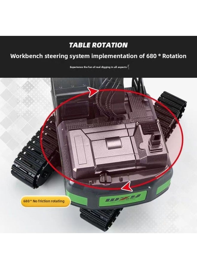 Loquat Children's Alloy Multi-function Remote Control Excavator Crane Engineering Vehicle 360 Rotating Car Toy Direct Sales-Color:12-way Alloy Excavator Yellow 【plus Battery】】 - Image 5