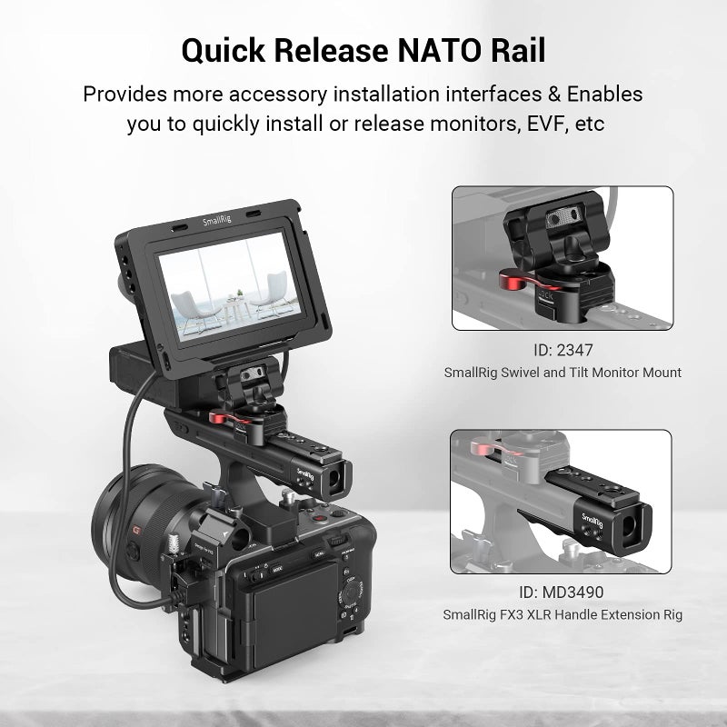 SmallRig FX3 / FX30 XLR Handle Extension Rig for Sony - MD3490 - Image 3
