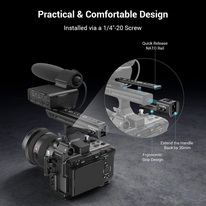 SmallRig FX3 / FX30 XLR Handle Extension Rig for Sony - MD3490 - Image 2