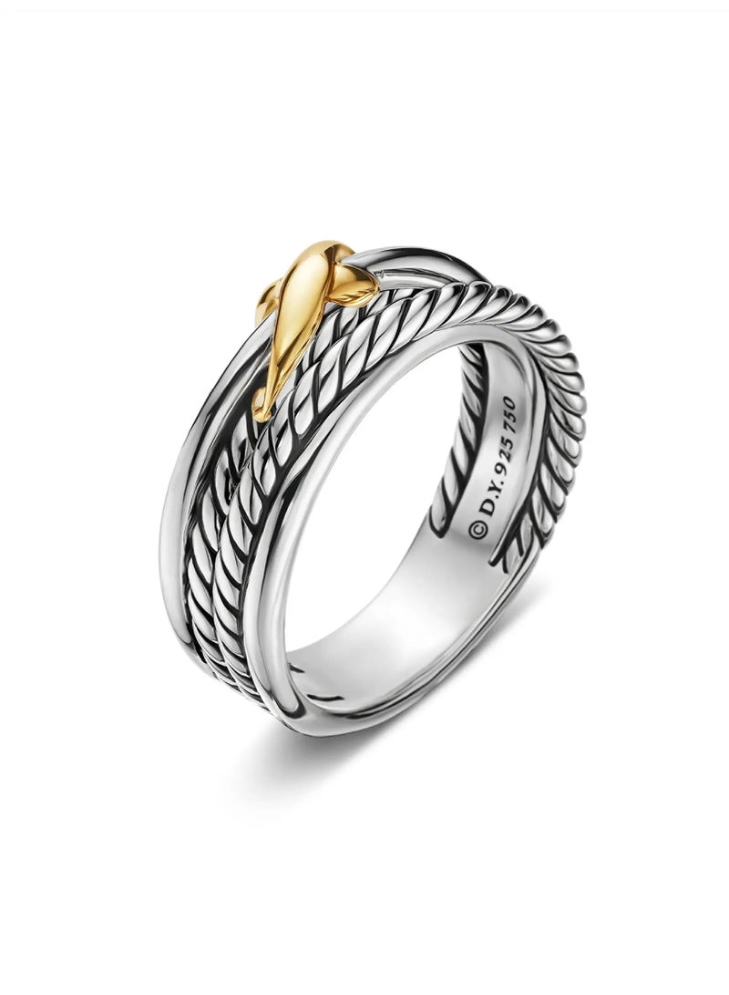 ديفيد يورمان خاتم نسائي "كروس أوفر" (Crossover) من ديفيد يورمان (David Yurman)، مصنوع من الفضة عيار 925 ومطلي بالذهب عيار 18 قيراطاً. - Image 4