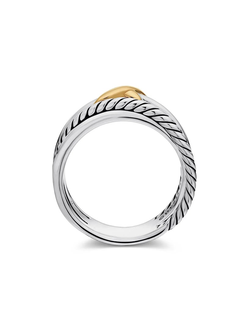 ديفيد يورمان خاتم نسائي "كروس أوفر" (Crossover) من ديفيد يورمان (David Yurman)، مصنوع من الفضة عيار 925 ومطلي بالذهب عيار 18 قيراطاً. - Image 3