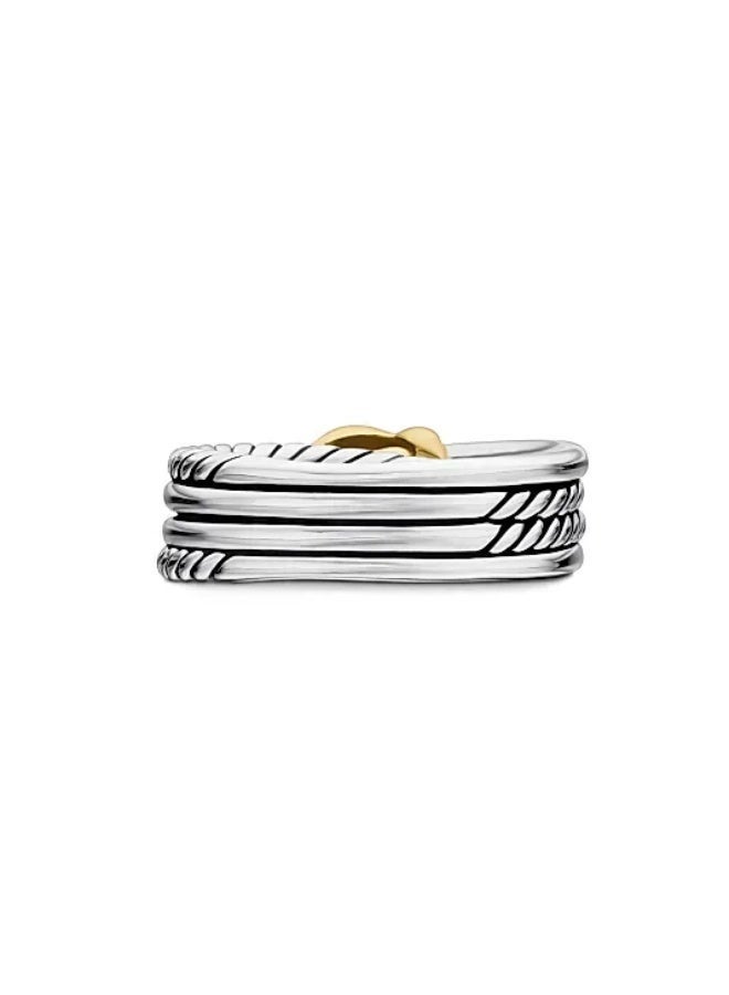 ديفيد يورمان خاتم نسائي "كروس أوفر" (Crossover) من ديفيد يورمان (David Yurman)، مصنوع من الفضة عيار 925 ومطلي بالذهب عيار 18 قيراطاً. - Image 2