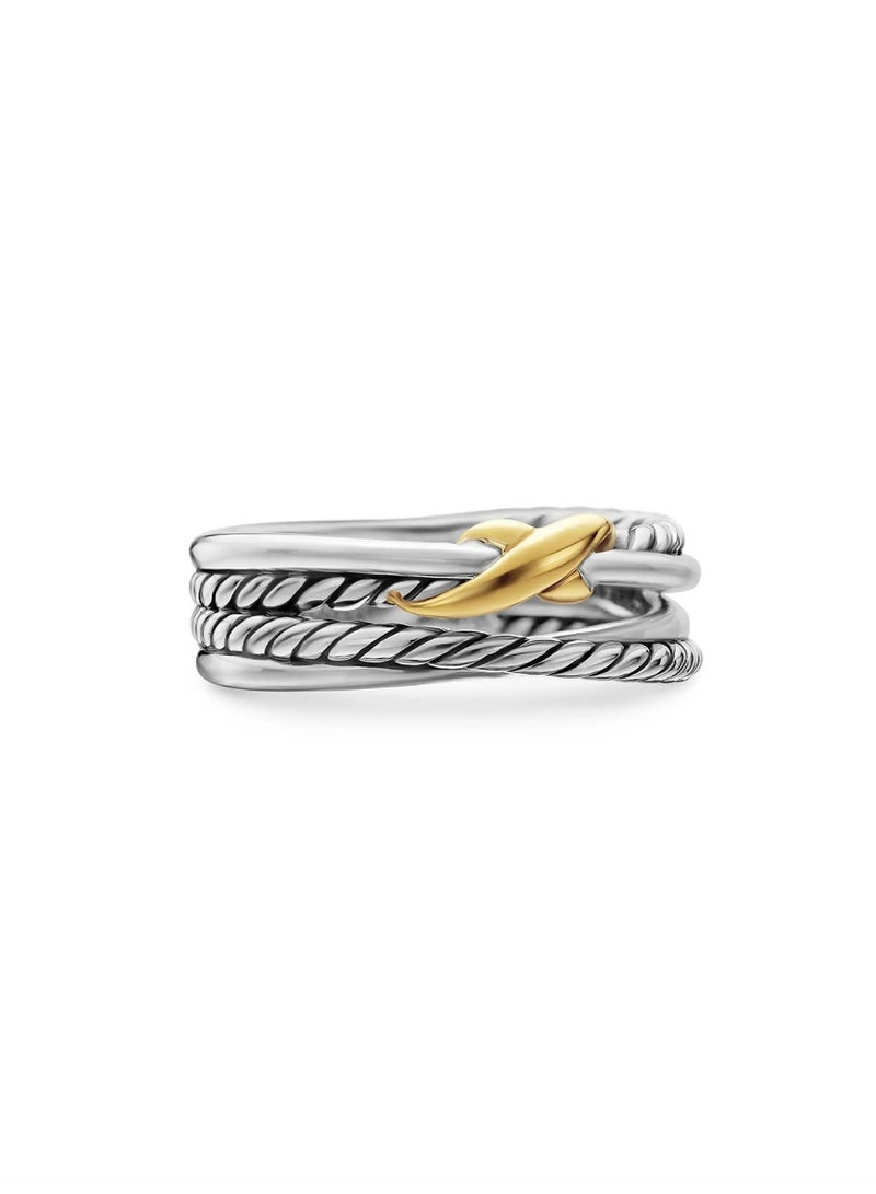 ديفيد يورمان خاتم نسائي "كروس أوفر" (Crossover) من ديفيد يورمان (David Yurman)، مصنوع من الفضة عيار 925 ومطلي بالذهب عيار 18 قيراطاً. - Image 1