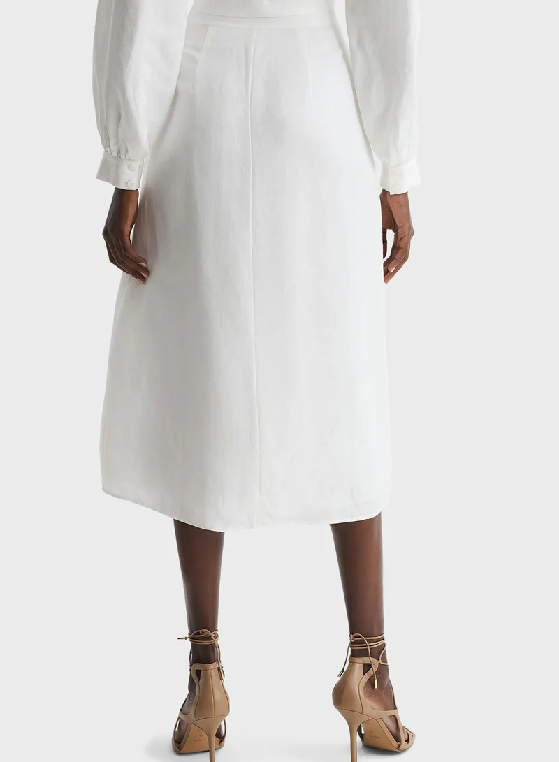 REISS Front Slit High Waist Skirt