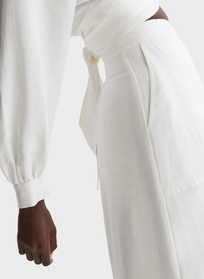 REISS Front Slit High Waist Skirt