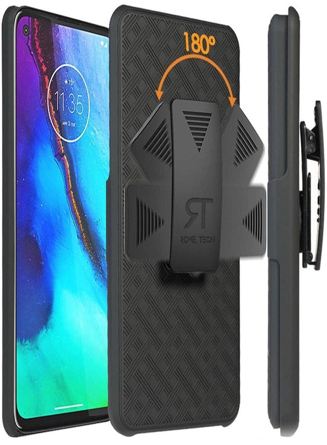 ROME TECH Designed for Motorola Moto G Stylus Case with Belt Clip Holster - Kickstand Cover Phone Case - Black - Image 1