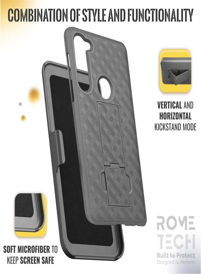 ROME TECH Designed for Motorola Moto G Stylus Case with Belt Clip Holster - Kickstand Cover Phone Case - Black - Image 5