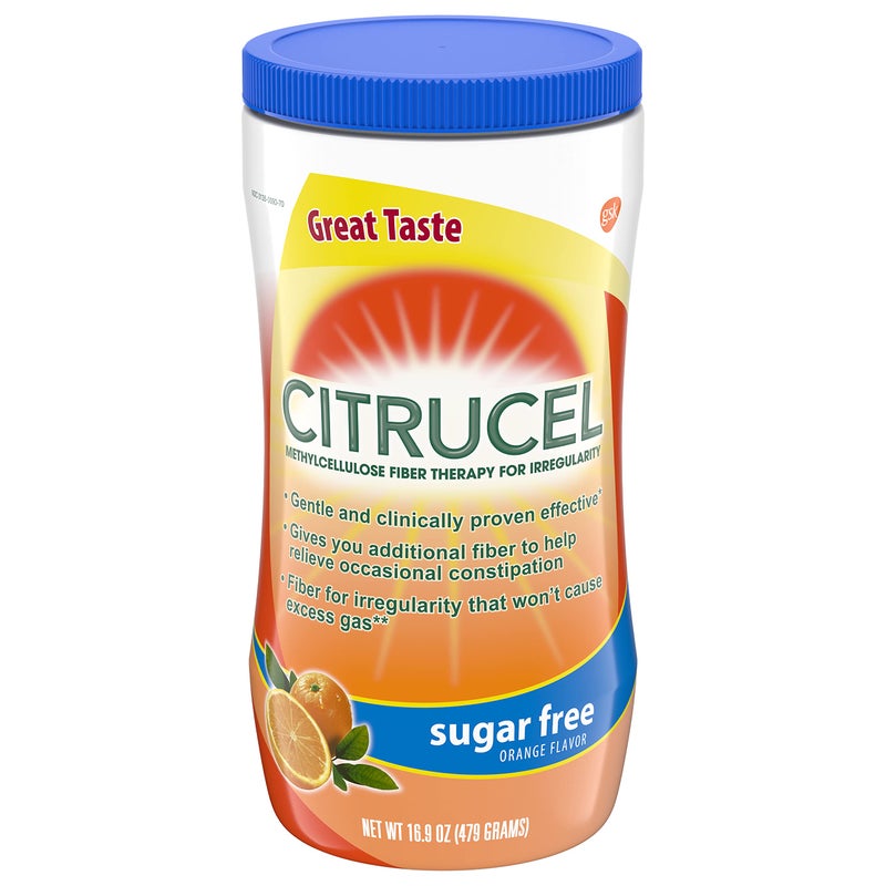 CITRUCEL Sugar Free Fiber Powder for Occasional Constipation Relief, Methylcellulose Fiber Powder, Orange Flavor - 16.9 Ounces - Image 1