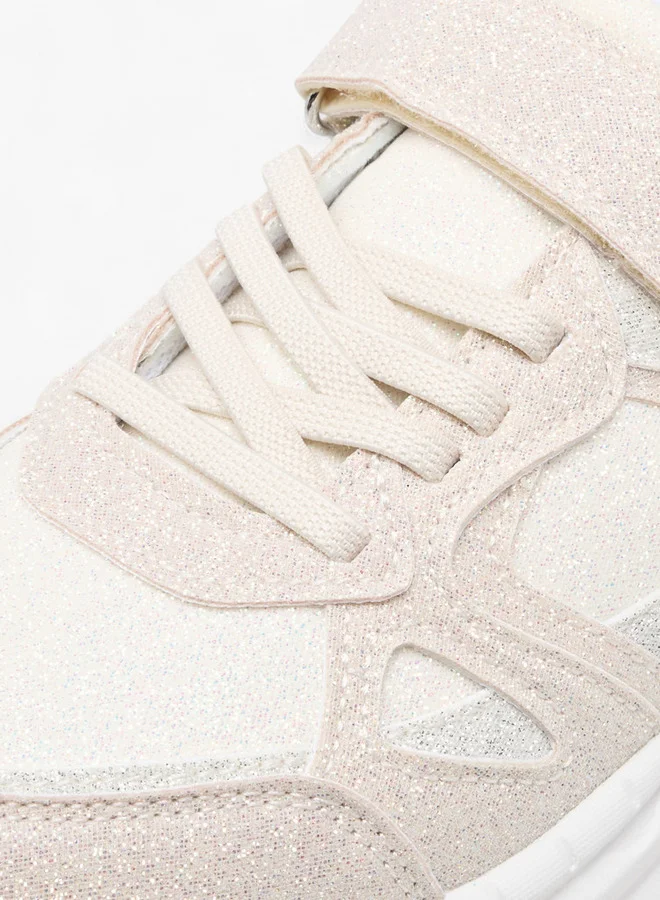 سيليست Girls' Panelled Sneakers with Hook and Loop Closure