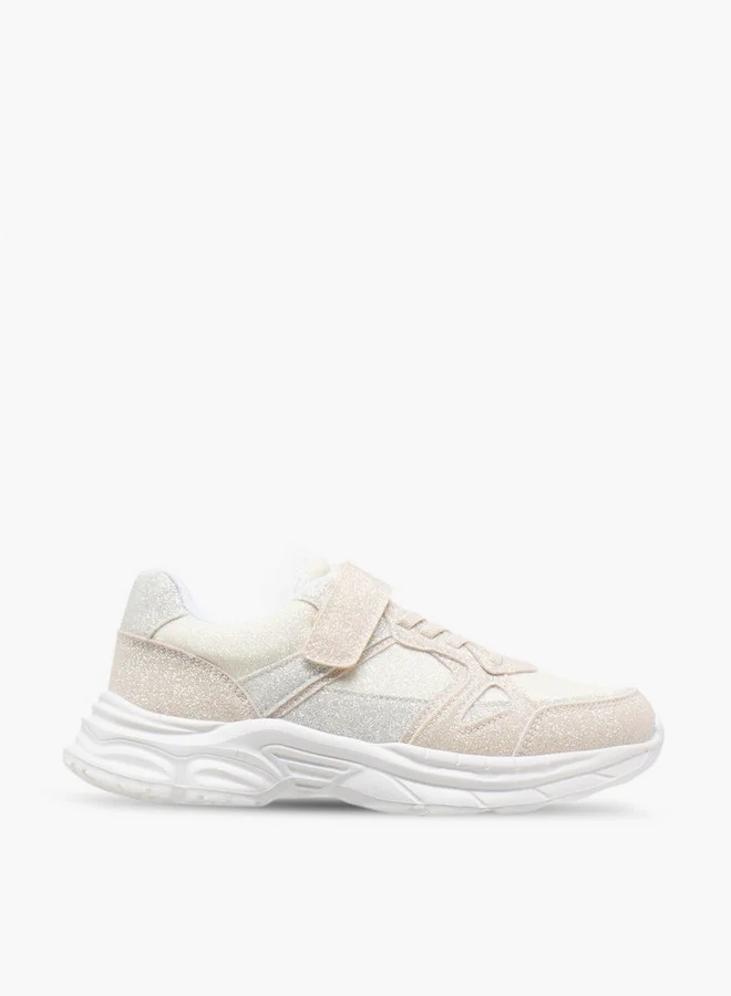 سيليست Girls' Panelled Sneakers with Hook and Loop Closure