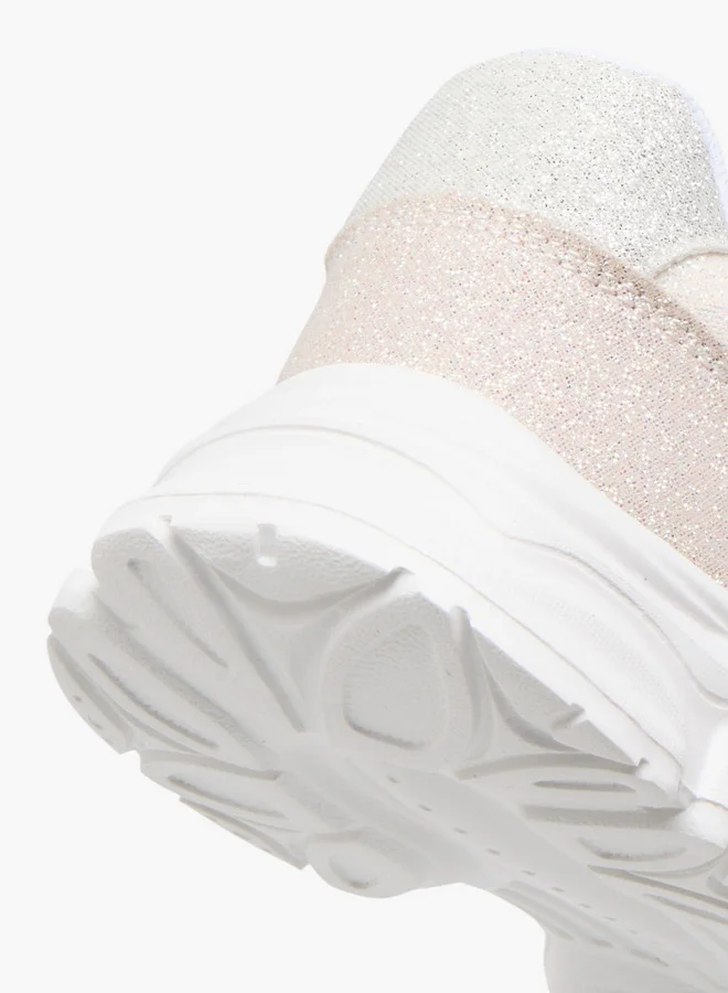 سيليست Girls' Panelled Sneakers with Hook and Loop Closure