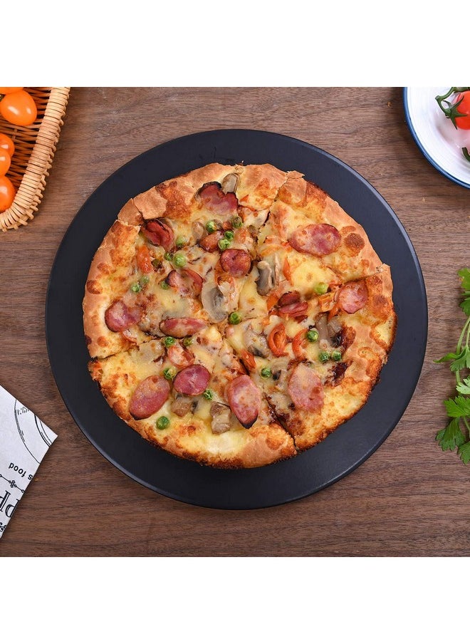 menesia Menesia 12 Inch Black Non-stick Ceramic Pizza Stone Pan, Baking Stones for Ovens & Grill & BBQ, Round Oven Cooking Stone  - Image 2