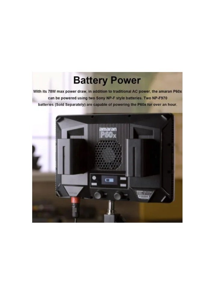 Aputure Aputure Amaran P60X 60W Bi-Color Lensed LED Panel – Adjustable 3200K–6500K CCT, Sidus Link App Control, Built-in Diffuser, Lighting Effects, Dual NP-F Battery Support, Softbox & Grid Included, Lightweight & Portable  - Image 3