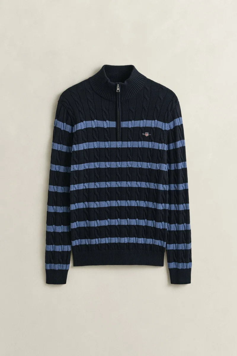 GANT  Striped Cotton Cable Half Zip Sweater for Men | Best Price UAE