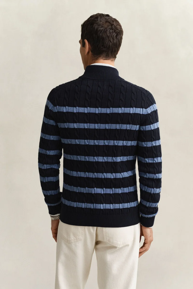 GANT  Striped Cotton Cable Half Zip Sweater for Men | Best Price UAE