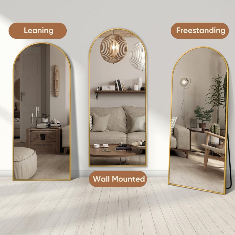 Homsion 69"x28" Full Length Mirror, Arched Full Body Mirror, Standing Hanging or Leaning Floor Mirror for Bedroom and Living Room, Gold - Image 5