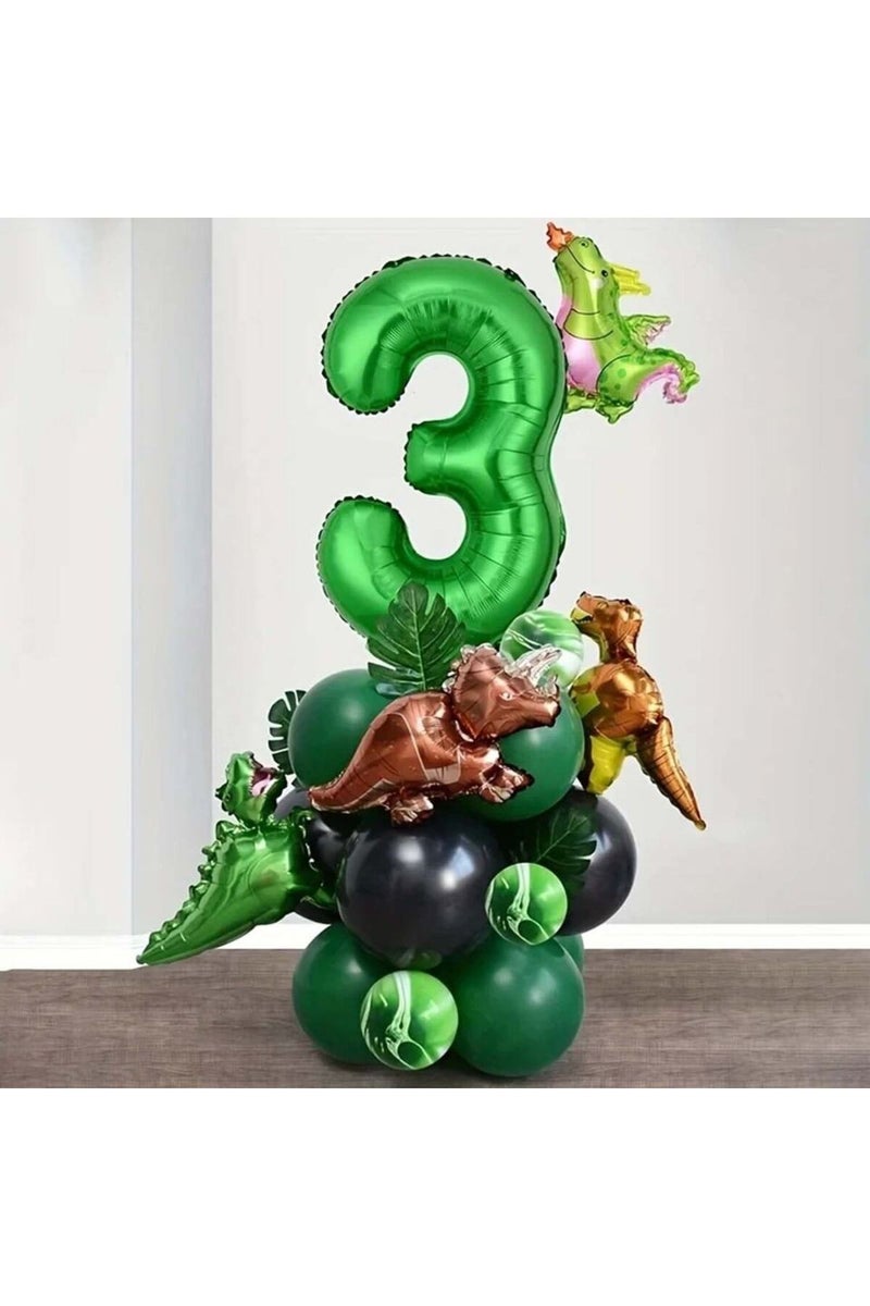 Number 32inch Dino 25pcs-3 25pcs green jungle dinosaur digital set for boys' birthday party decorati
