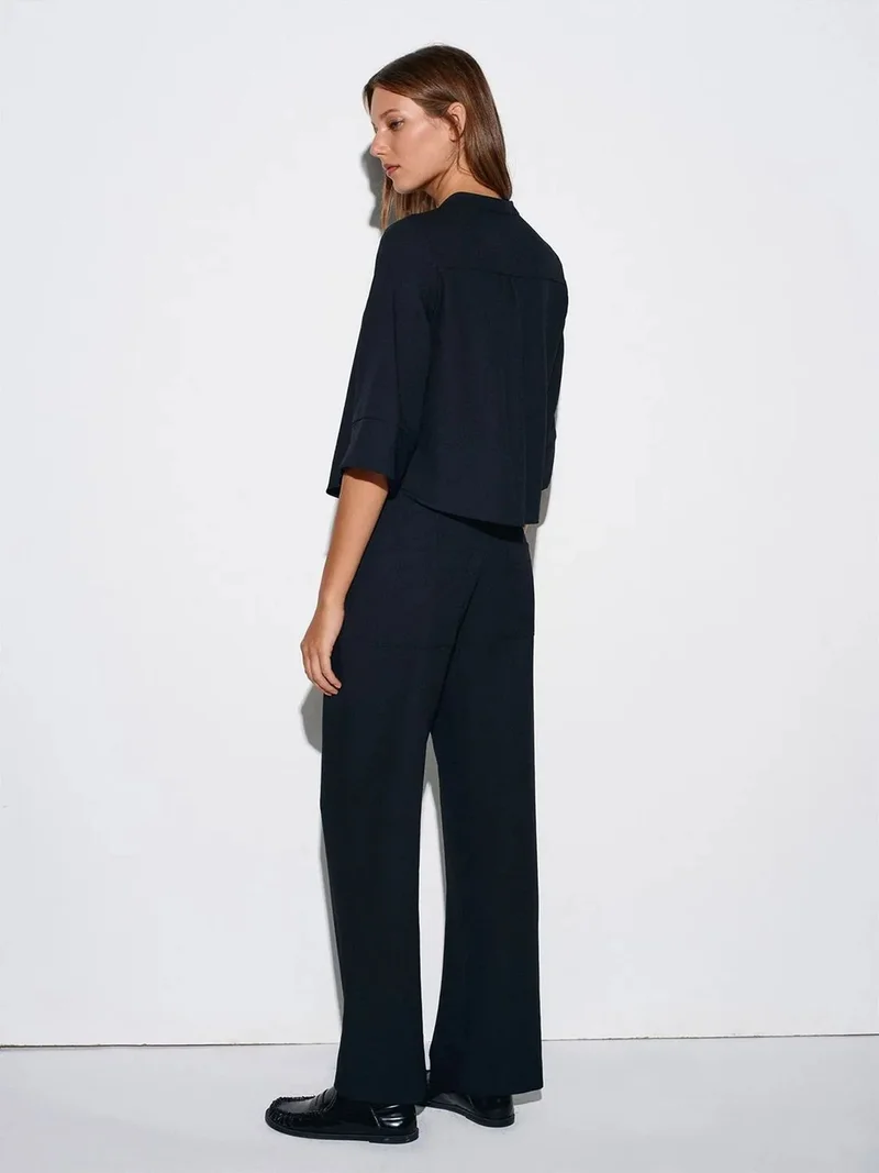 Dilvin DILVIN Women's Wide-Leg Crepe Trousers