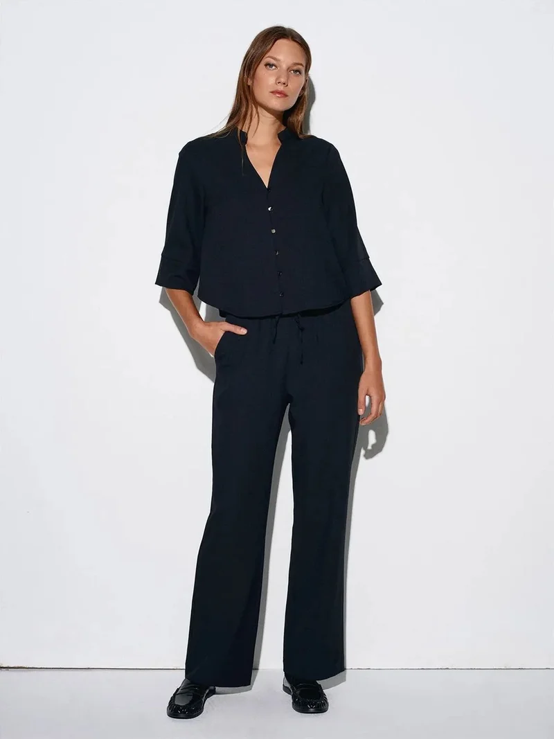 Dilvin DILVIN Women's Wide-Leg Crepe Trousers