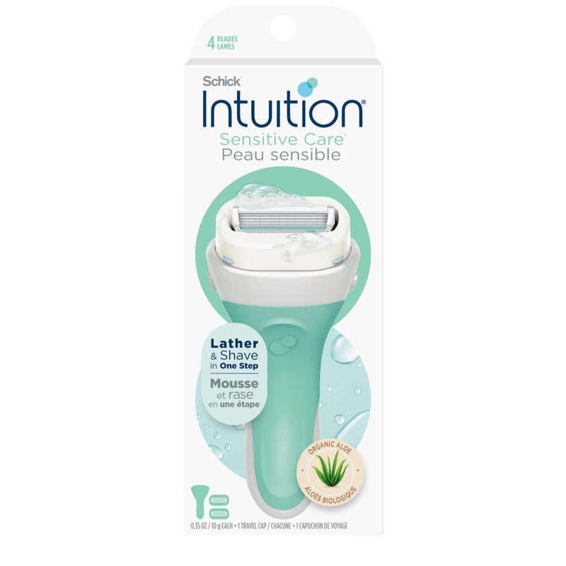 INTUITION Schick Sensitive Care Razor for Women with 2 Moisturising Razor Blade Refills with Natural Aloe Schick