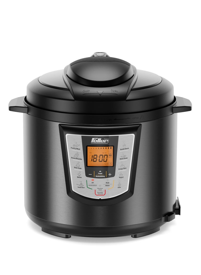 Feller Germany 1000W 6L Electric Pressure Cooker, 12-in-1 Multicooker, Dupont 2X Non-Stick Detachable Pot, 9 Safety Levels, Delay Timer, Steamer, PC165, (Platinum) - pzsku/Z9F40551954D45E4AE315Z/45/_/1725969189/5d65fcd4-26cf-4bf5-899c-5161baa0a6ab