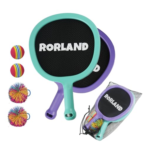 RORLAND Portable Paddles and Bouncy Balls Set for Kids or Adults Indoor Outdoor Activities Sport Game for Beginner or Intermediate Fun Play Swing Racket in Beach Pool Backyard Playground Lawn Park - Image 1