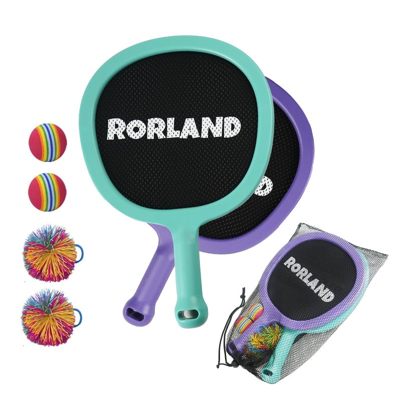 RORLAND Portable Paddles and Bouncy Balls Set for Kids or Adults Indoor Outdoor Activities Sport Game for Beginner or Intermediate Fun Play Swing Racket in Beach Pool Backyard Playground Lawn Park - Image 2