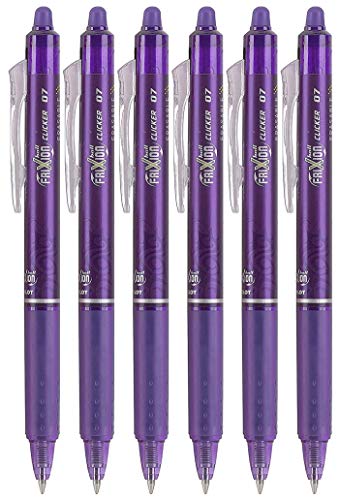 Pilot FriXion Clicker 0.7mm, Erasable Gel Pens, Fine Point, Purple Ink, Pack Of 6 - Image 4