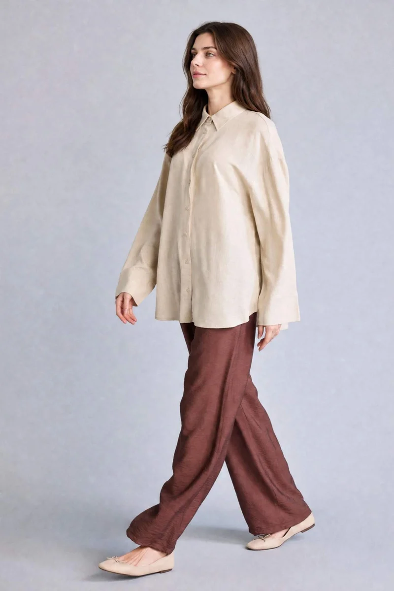DeFacto Regular Fit Long Straight Leg Brown Trousers