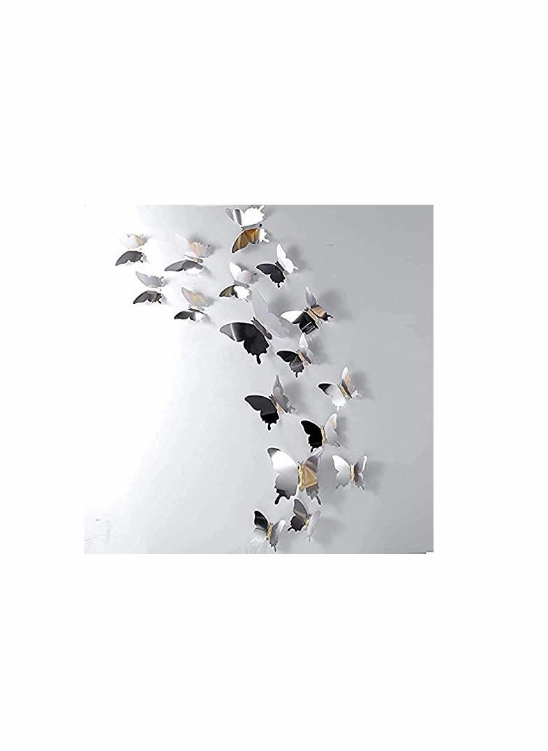 KASTWAVE Silver Butterfly Decorations, Material: These 3d butterfly wall stickers are made of plastic; Easy to use and no other tool required.3D Wall Decals, Wall Metallic Art Sticker, DIY/Man-Made/Removable/D 