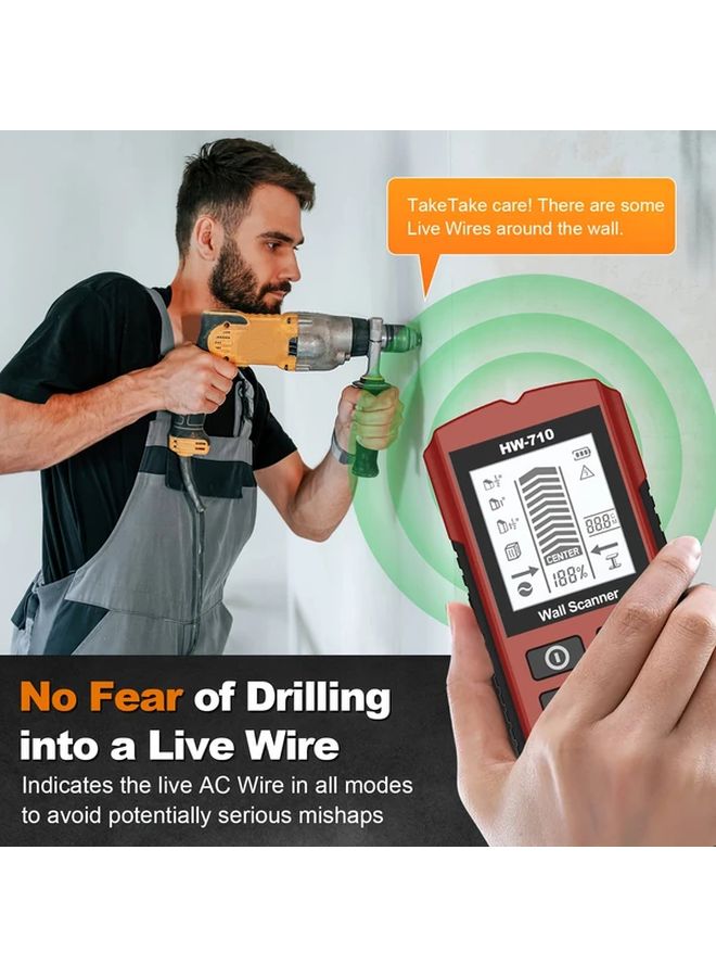 Red Digital Wall Detector Scanner for Metal Wood Stud AC Wire Cable PVC Pipe - Image 4