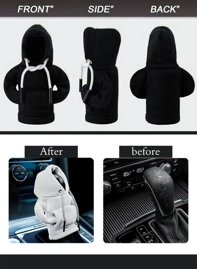 Car Gear Shift Knob Cover Bundle with Astronaut Air Freshener - Black Hoodie Style (2 Items) - Image 2
