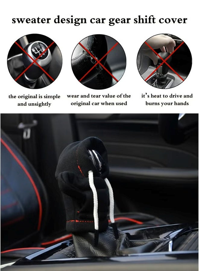 Car Gear Shift Knob Cover Bundle with Astronaut Air Freshener - Black Hoodie Style (2 Items) - Image 3